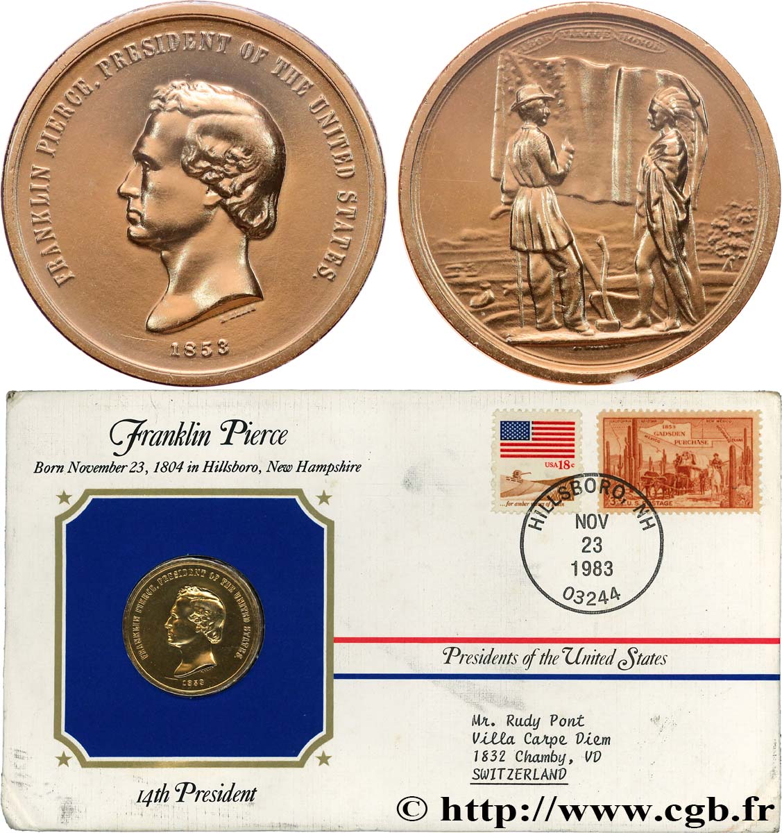 ÉTATS-UNIS D AMÉRIQUE Enveloppe “Timbre médaille”, Présidents des États-Unis SPL