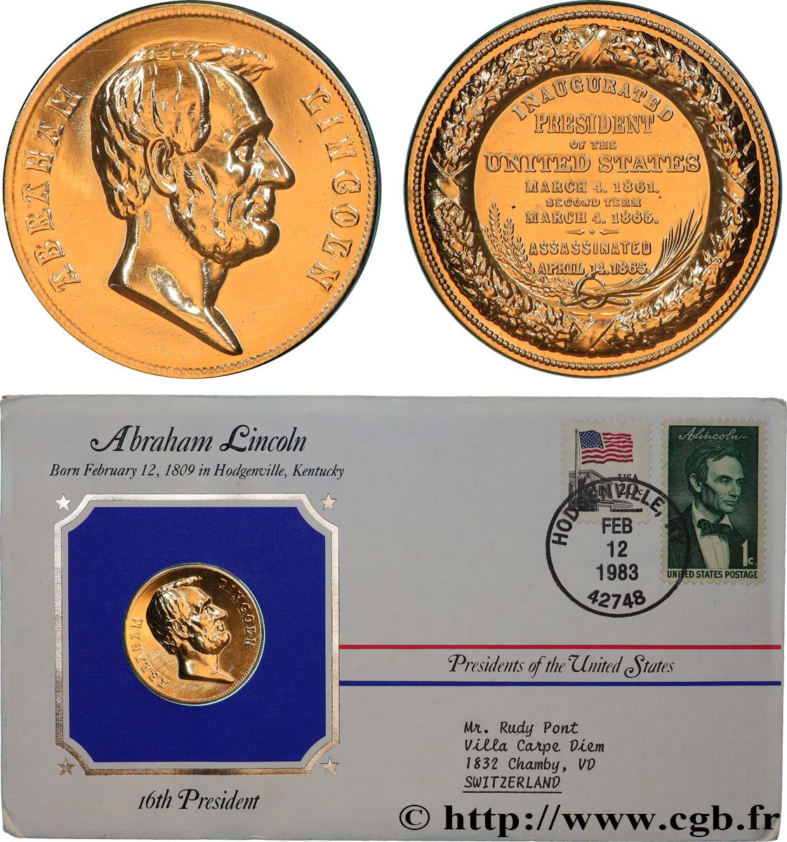 Médaille Présidentielle Numismatique Rochester Association 1926 - Bronze Non Circulé - Authentique USA
