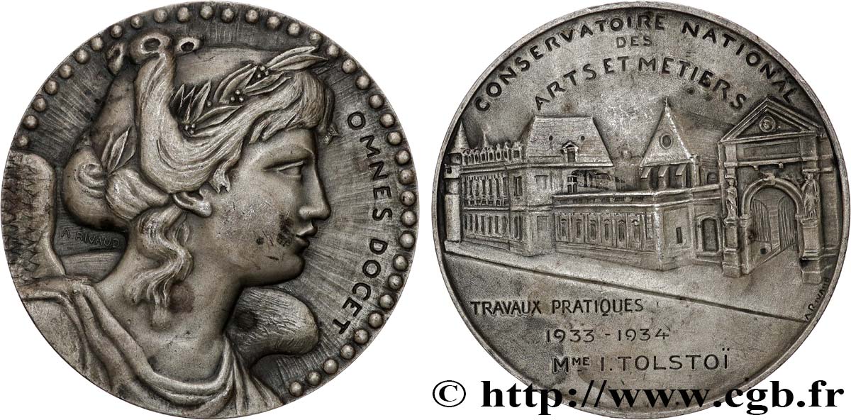ARTS ET MÉTIERS - ÉCOLES Médaille, Omnes Docet, Conservatoire national des arts et métiers TTB+