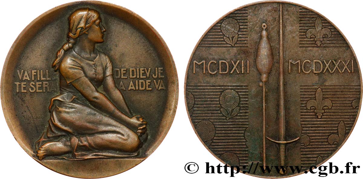 TROISIÈME RÉPUBLIQUE Médaille, 500e anniversaire de la mort de Jeanne d Arc TTB