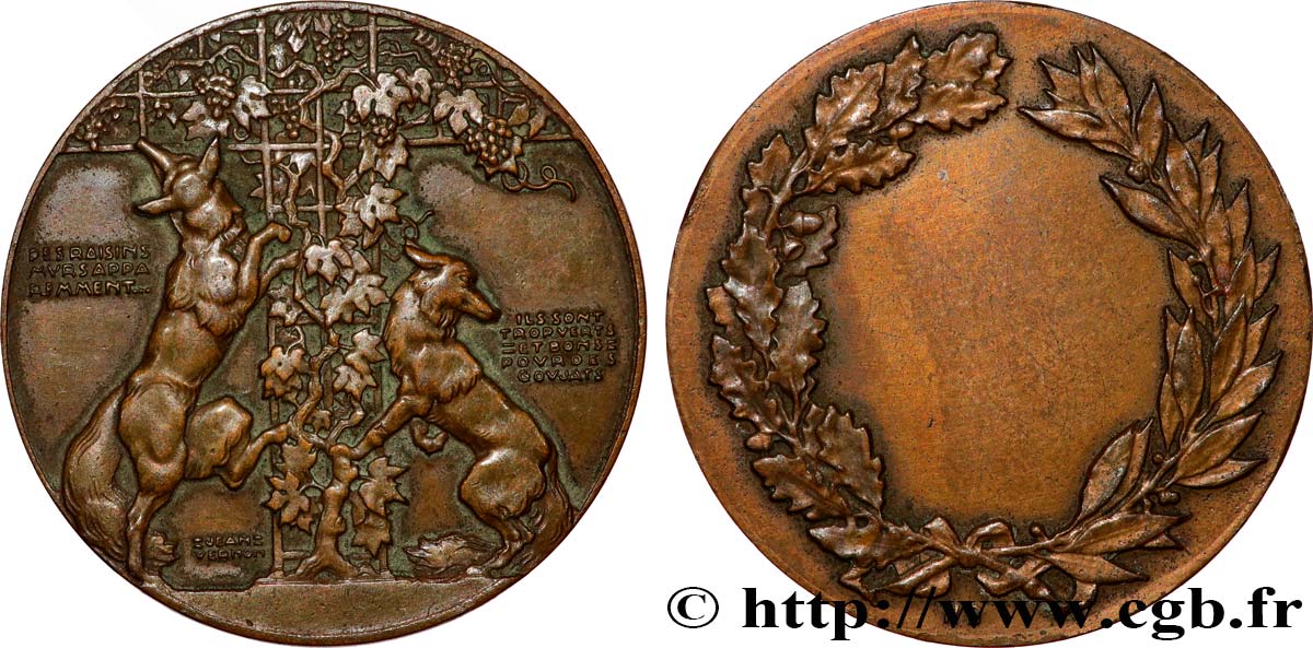 LITTÉRATURE : ÉCRIVAINS/ÉCRIVAINES - POÈTES Médaille, Le renard et le loup TTB
