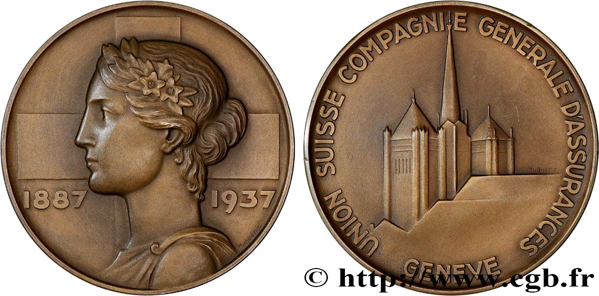 LES ASSURANCES Médaille, Cinquantenaire de l’Union suisse EBC