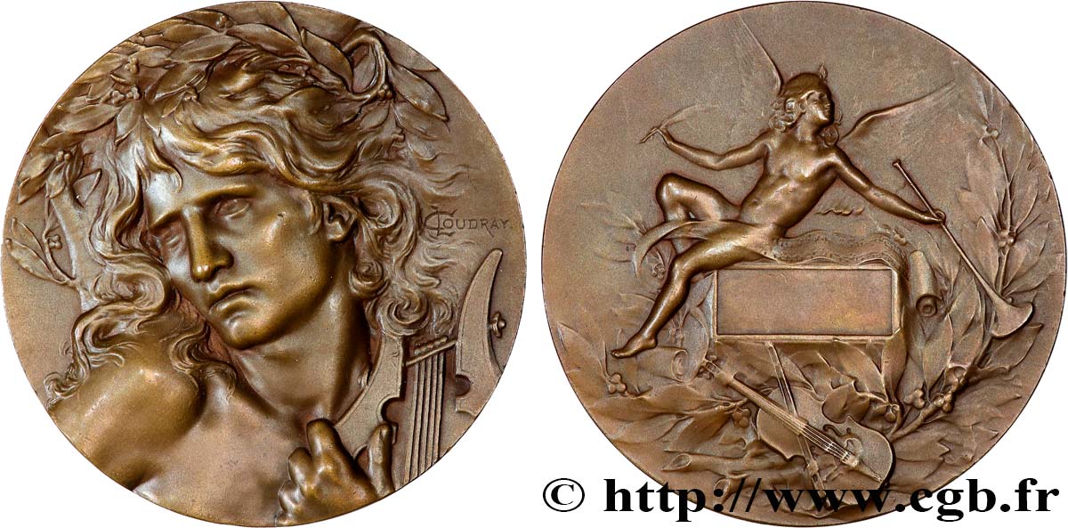 TROISIÈME RÉPUBLIQUE Médaille Orphée - Joueur de lyre SUP