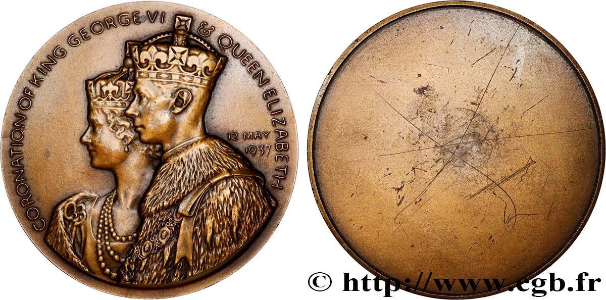 GRANDE-BRETAGNE - GEORGES VI Médaille, couronnement de George VI MBC+