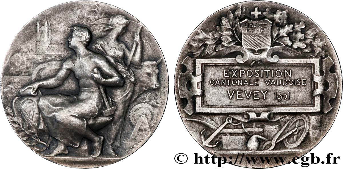 SUISSE - CONFÉDÉRATION HELVÉTIQUE - CANTON DE VAUD Médaille, Exposition cantonale vaudoise fVZ