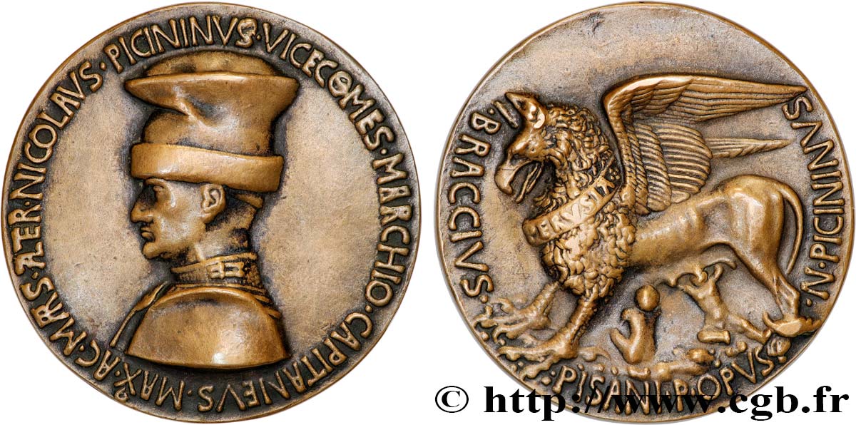 ITALIE - DUCHÉ DE MILAN Médaille, Niccolo Piccinino, fonte postérieure TTB+