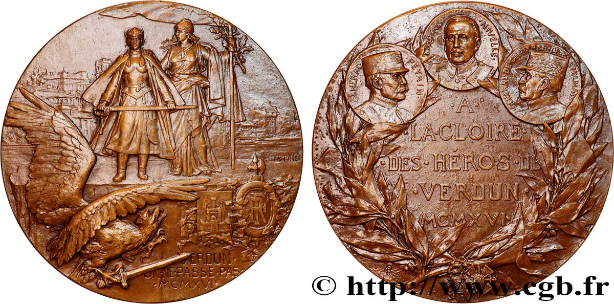 TROISIÈME RÉPUBLIQUE Médaille à la gloire des Héros de Verdun SUP/TTB+