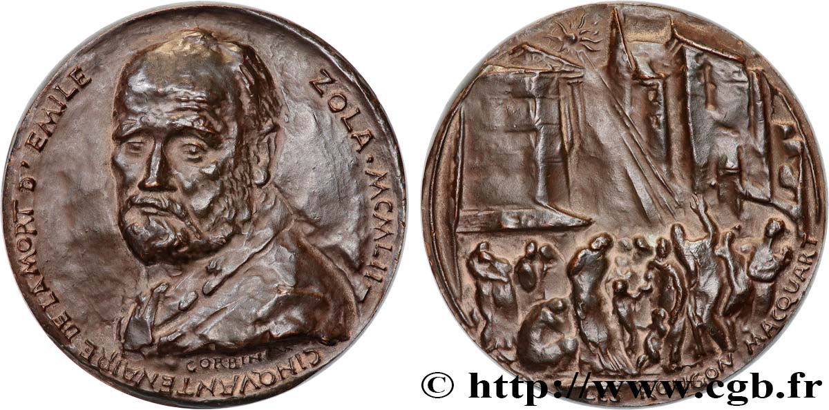 LITERATURE : WRITERS - POETS Médaille, Cinquantenaire de la mort d’Emile Zola AU