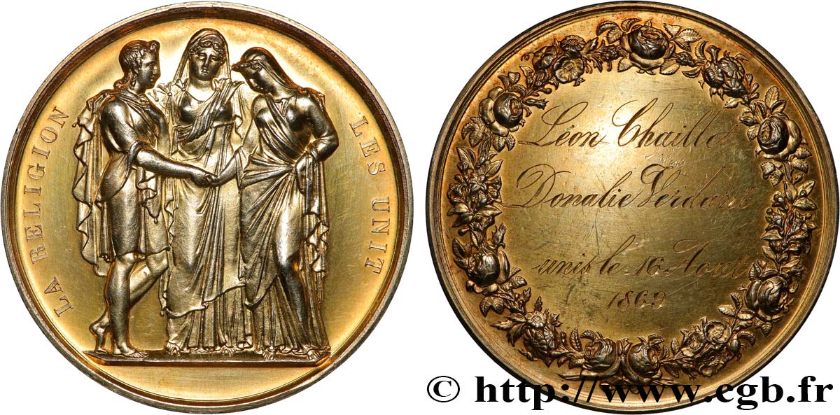 AMOUR ET MARIAGE Médaille de mariage, La Religion les unit AU