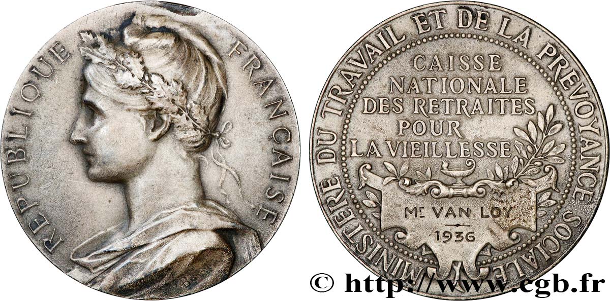 ASSURANCES Médaille, Caisse nationale des retraites pour la vieillesse TTB+