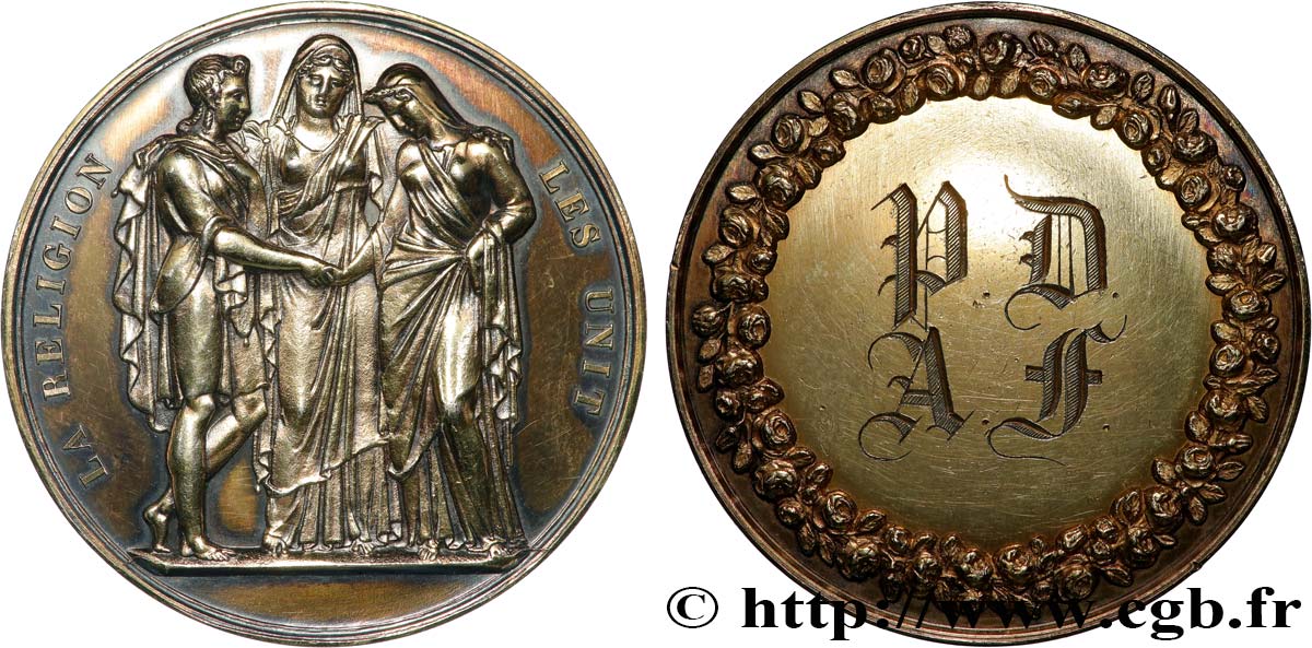 AMOUR ET MARIAGE Médaille de mariage, La Religion les unit q.SPL