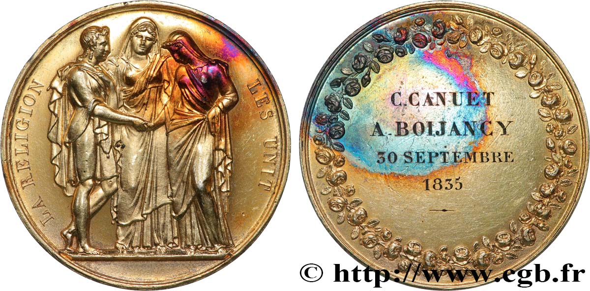 AMOUR ET MARIAGE Médaille de mariage, La Religion les unit TTB+