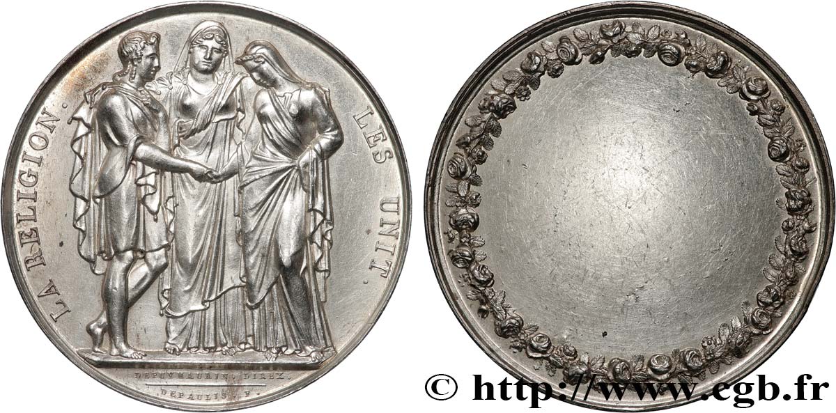 AMOUR ET MARIAGE Médaille de mariage, La Religion les unit TTB+