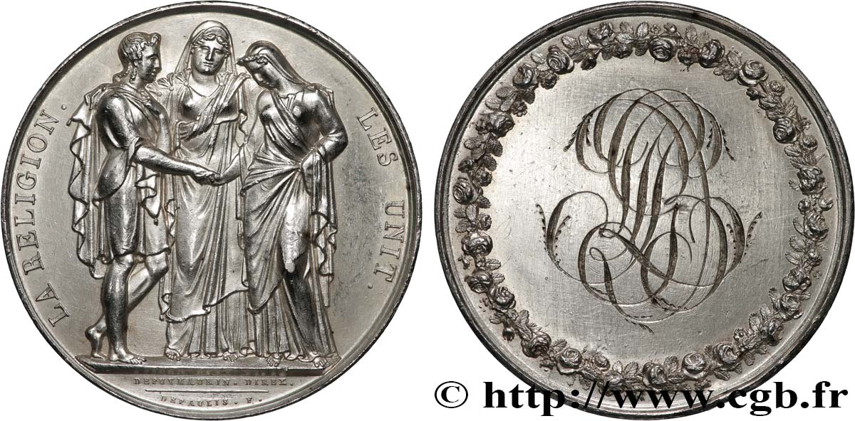 AMOUR ET MARIAGE Médaille de mariage, La Religion les unit fVZ/SS