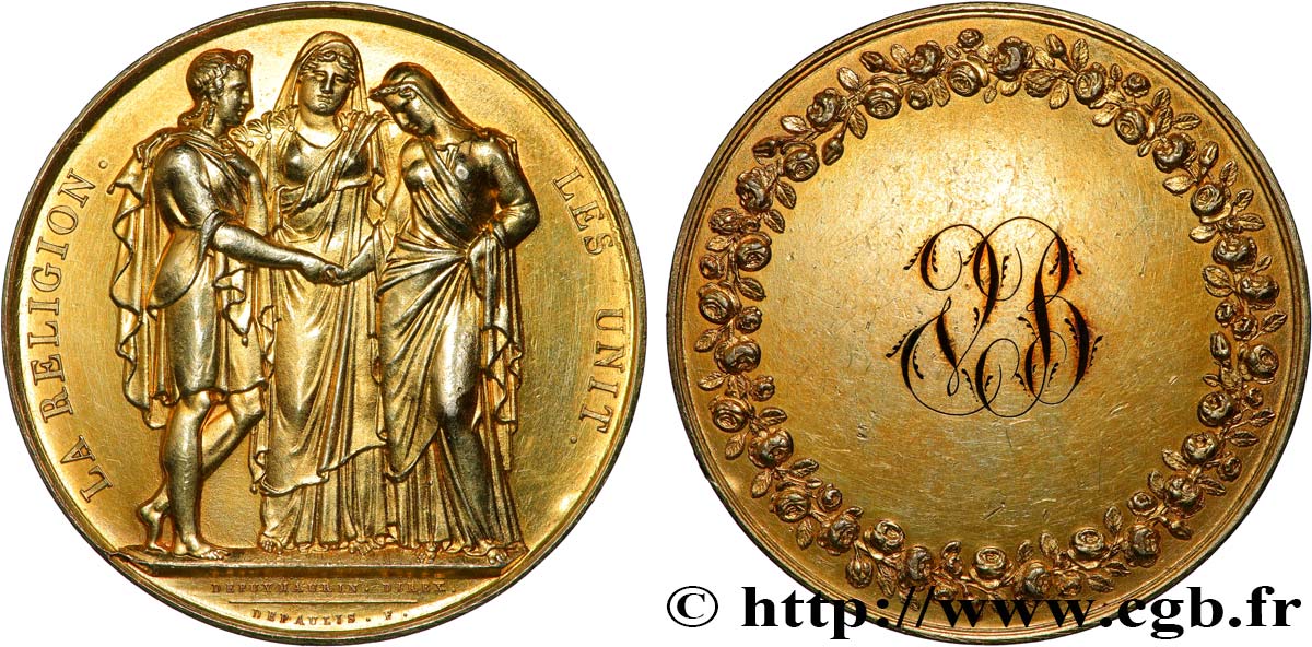 AMOUR ET MARIAGE Médaille de mariage, La Religion les unit q.SPL