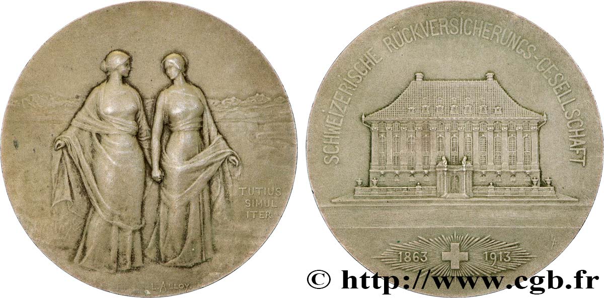 LES ASSURANCES Médaille, Cinquantenaire de la Compagnie suisse de réassurances fVZ