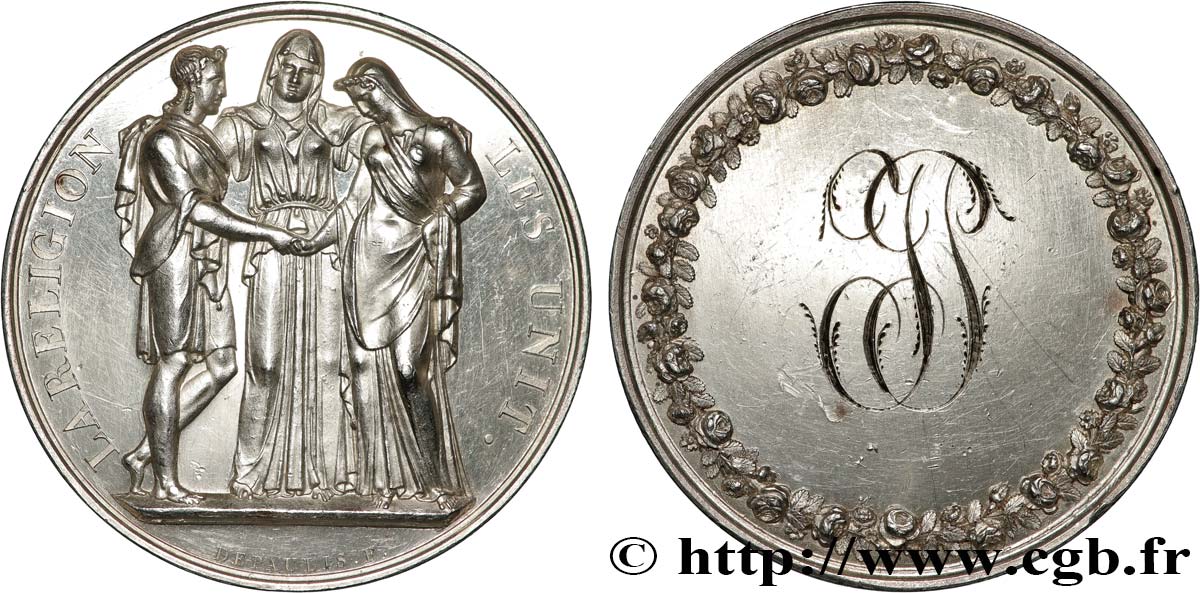 AMOUR ET MARIAGE Médaille de mariage, La Religion les unit q.SPL