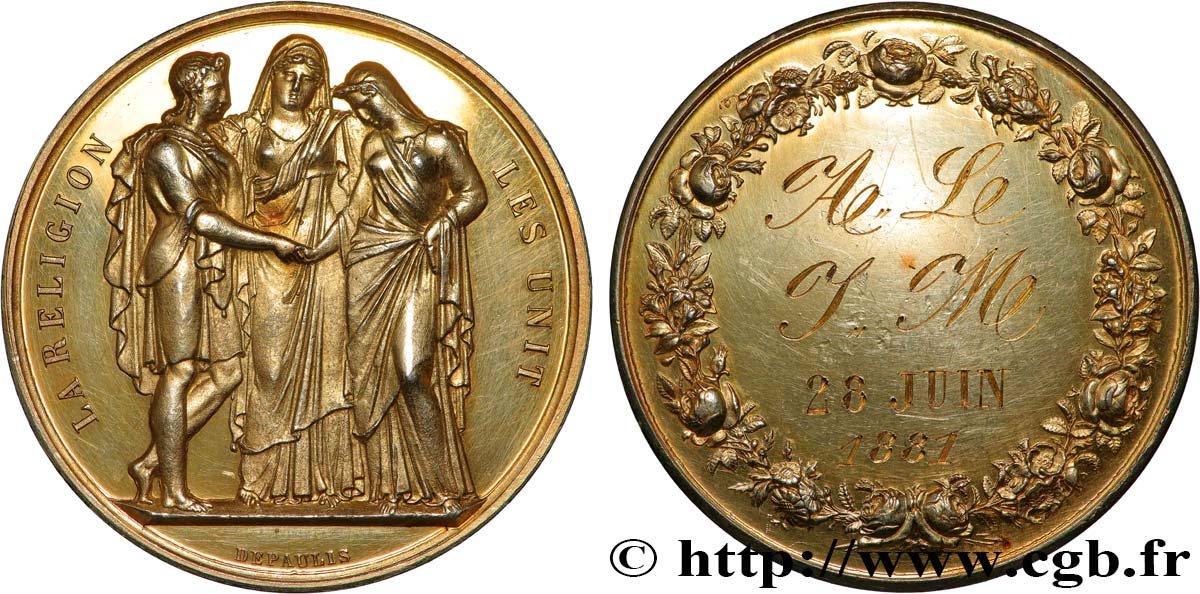 AMOUR ET MARIAGE Médaille de mariage, La Religion les unit q.SPL