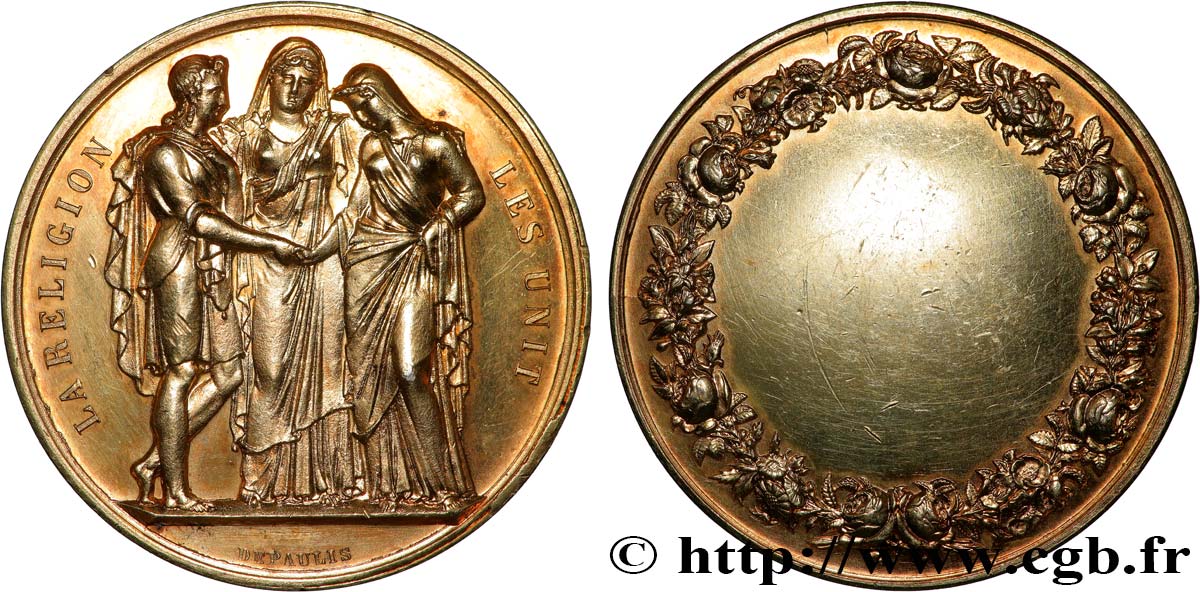 AMOUR ET MARIAGE Médaille de mariage, La Religion les unit q.SPL