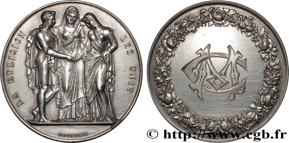 AMOUR ET MARIAGE Médaille de mariage, La Religion les unit AU