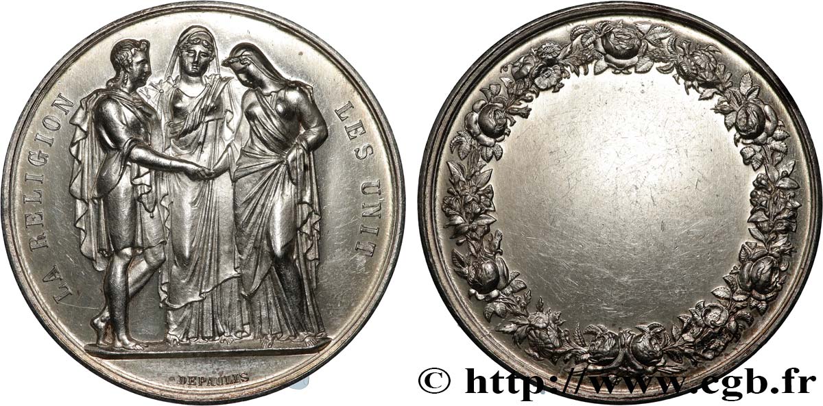 AMOUR ET MARIAGE Médaille de mariage, La Religion les unit q.SPL