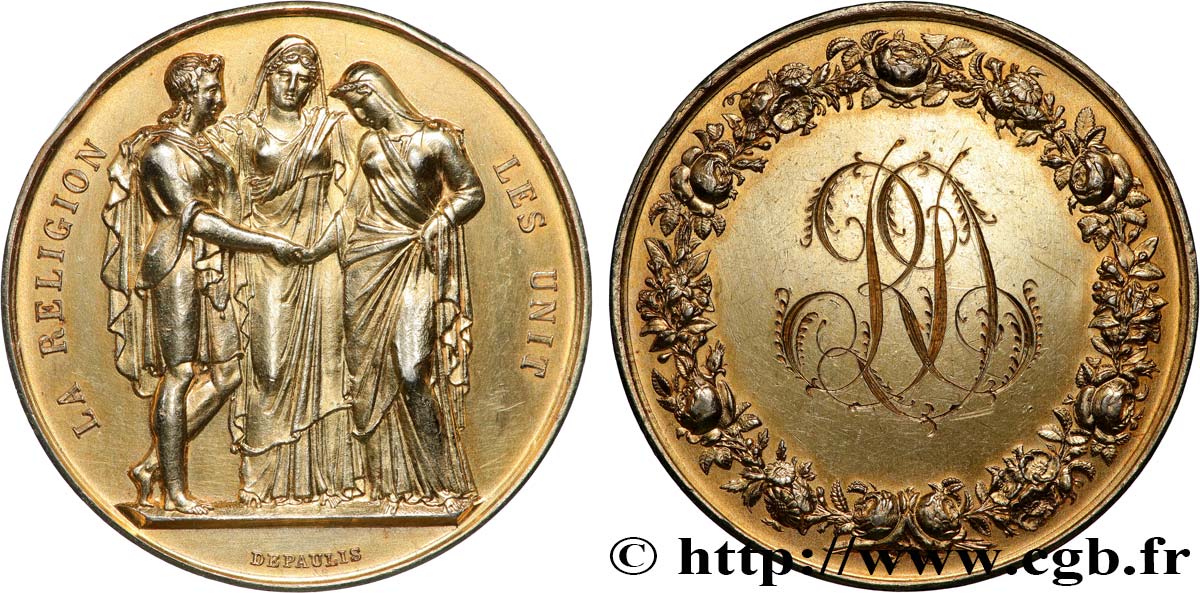 AMOUR ET MARIAGE Médaille de mariage, La Religion les unit q.SPL