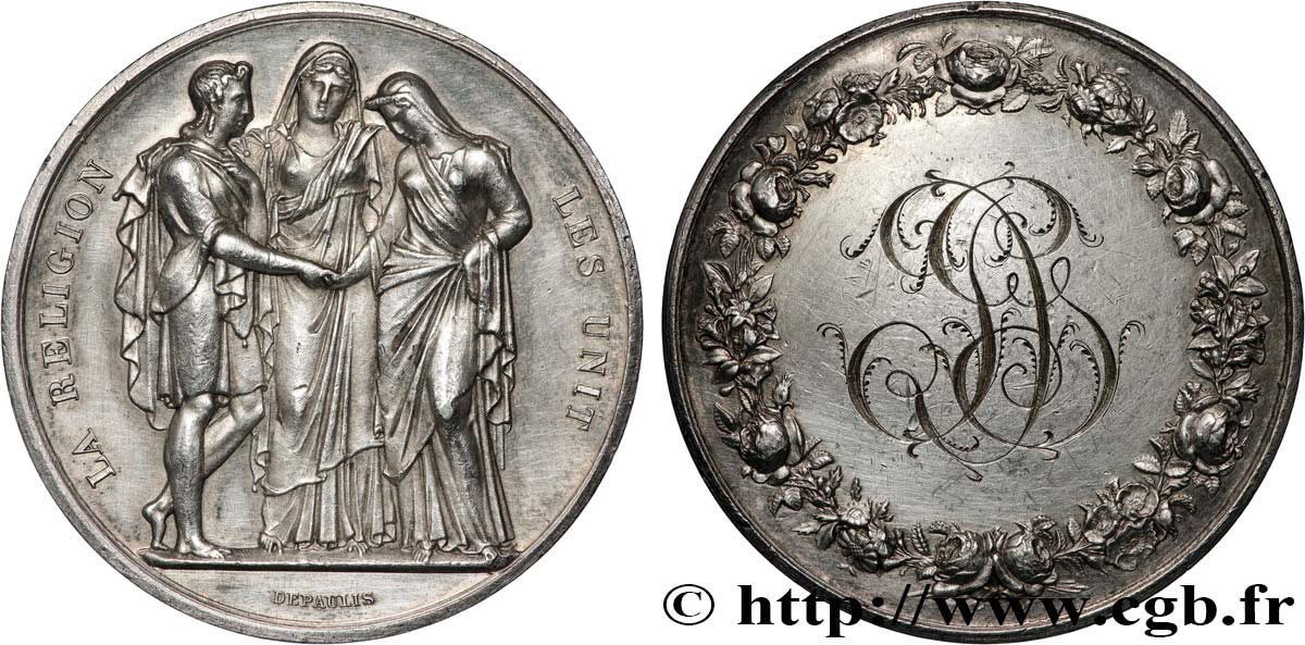 AMOUR ET MARIAGE Médaille de mariage, La Religion les unit q.SPL