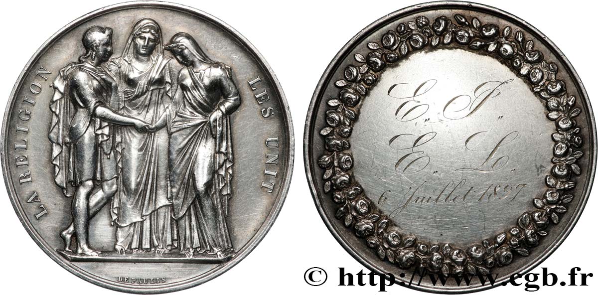 AMOUR ET MARIAGE Médaille de mariage, La Religion les unit q.SPL