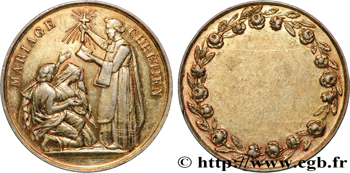 AMOUR ET MARIAGE Médaille, Mariage chrétien TTB