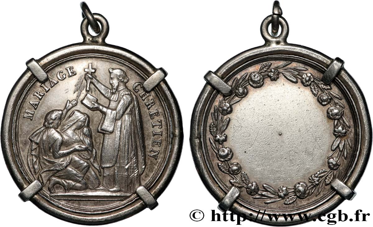 LOVE AND MARRIAGE Médaille, Mariage chrétien, transformée en pendentif XF