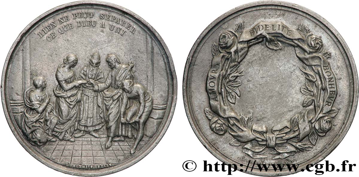 AMOUR ET MARIAGE Médaille de mariage, Amour, Fidélité et Honneur TTB