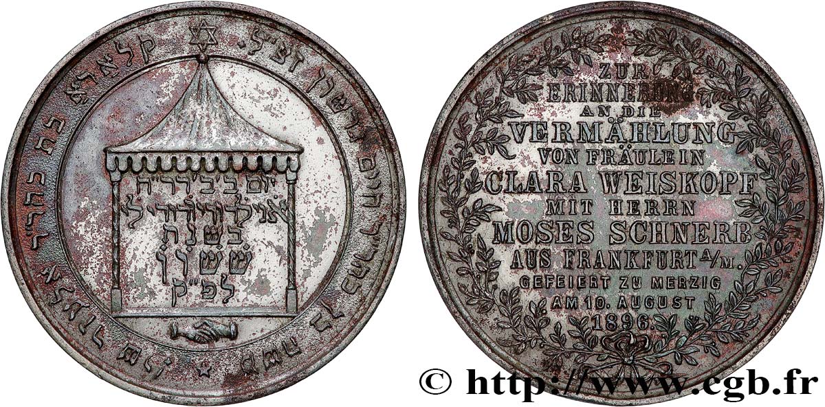 GERMANY Médaille, Mariage de Clara Weiskopf et Moses Schnerb AU