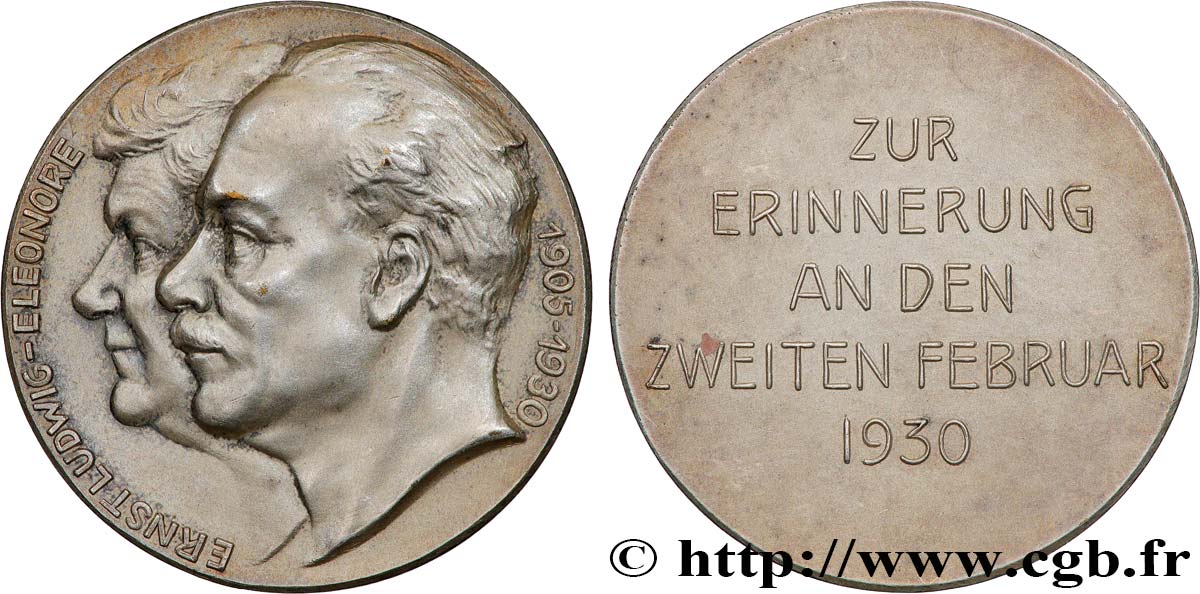 ALLEMAGNE - HESSE-DARMSTADT Médaille, Noces d’argent de Ernst-Ludwig, Grand Duc de Hesse Darmstadt et Eléonore zu Solms-Lich-Hohensolms SUP