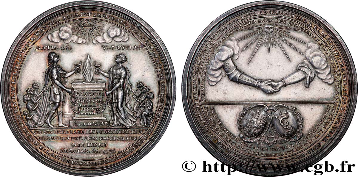 LOVE AND MARRIAGE Médaille, Noces d’or de Gerhard Edler de Meinertzhagen et son épouse née Schluiter AU