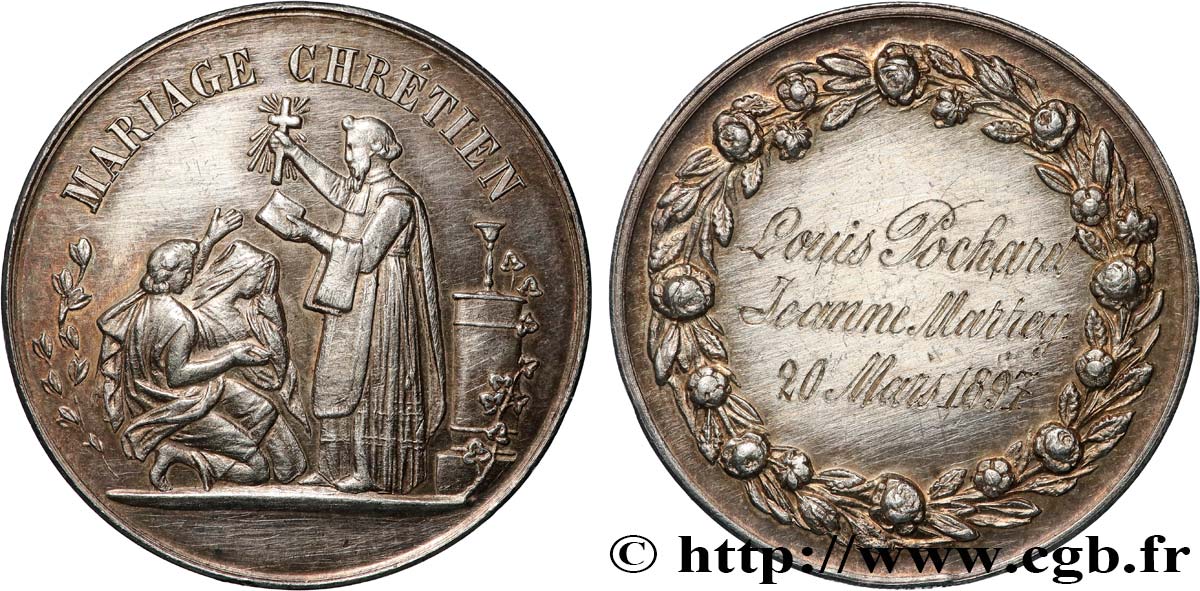 AMOUR ET MARIAGE Médaille, Mariage chrétien TTB+