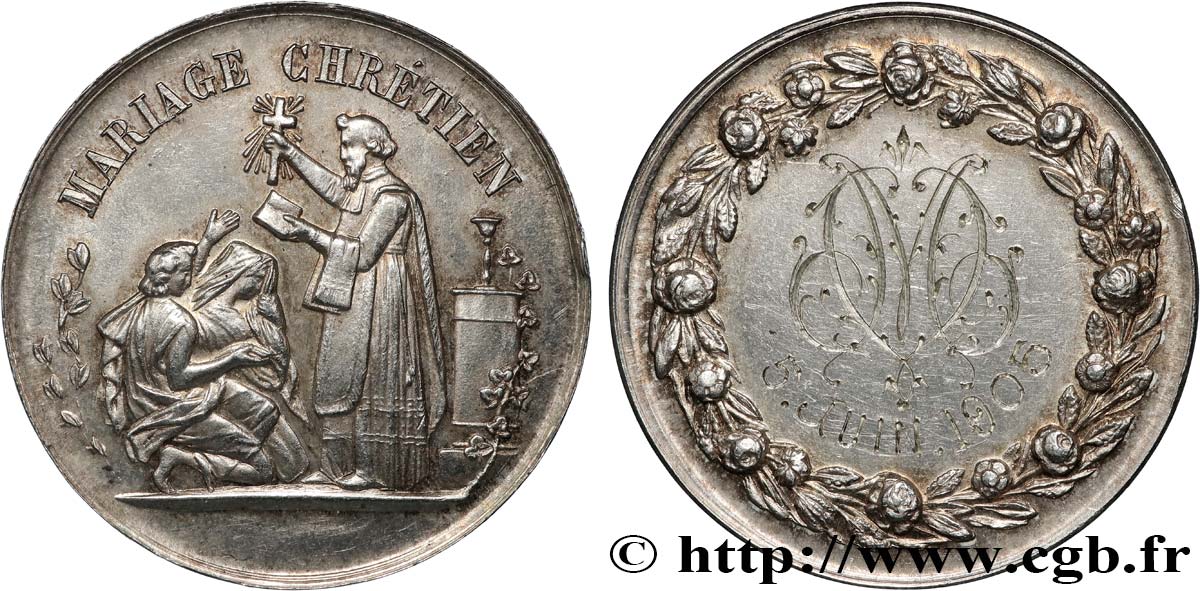 AMOUR ET MARIAGE Médaille, Mariage chrétien TTB+