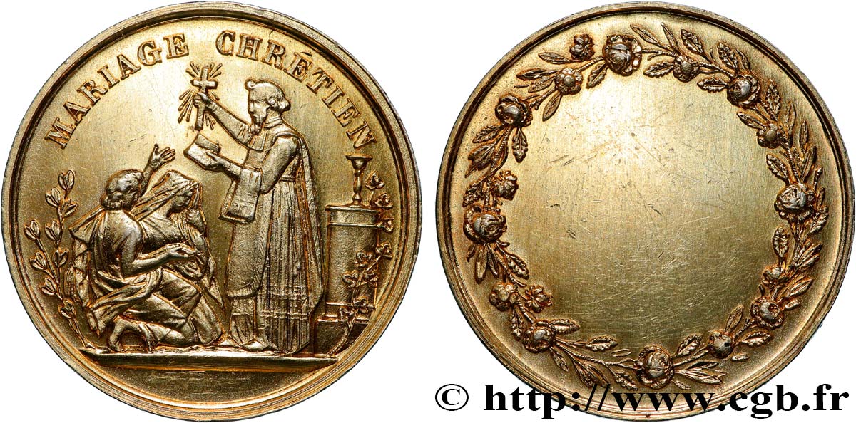 AMOUR ET MARIAGE Médaille, Mariage chrétien TTB+