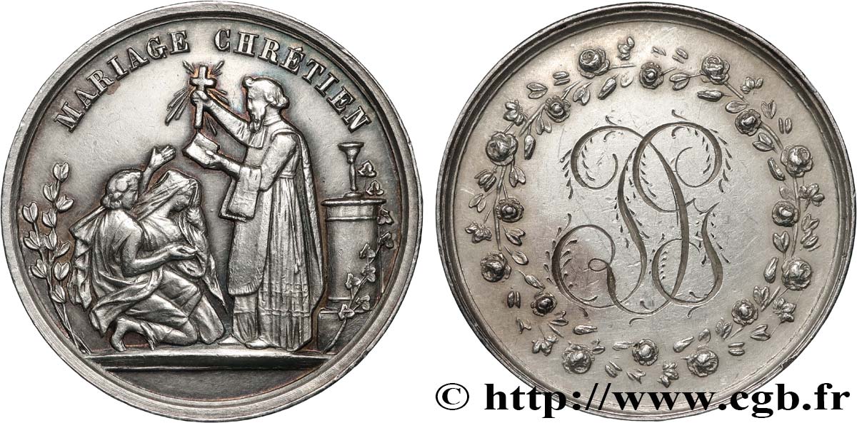 AMOUR ET MARIAGE Médaille, Mariage chrétien TTB+
