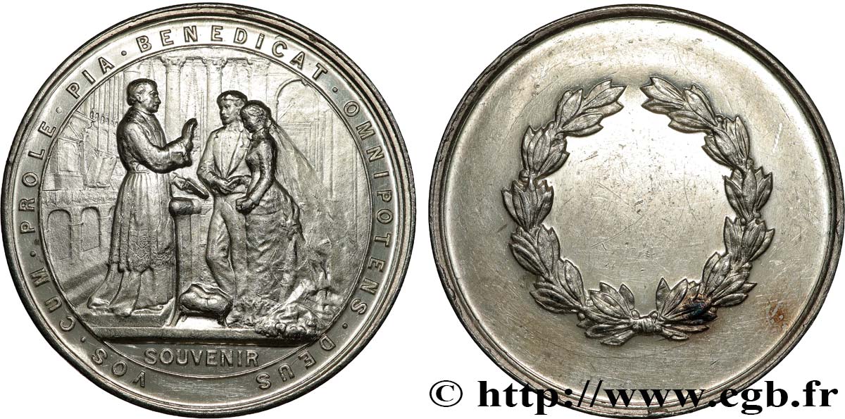 Médaille De Mariage Française 1895 – Argent 950/1000 – Souvenir XIXème