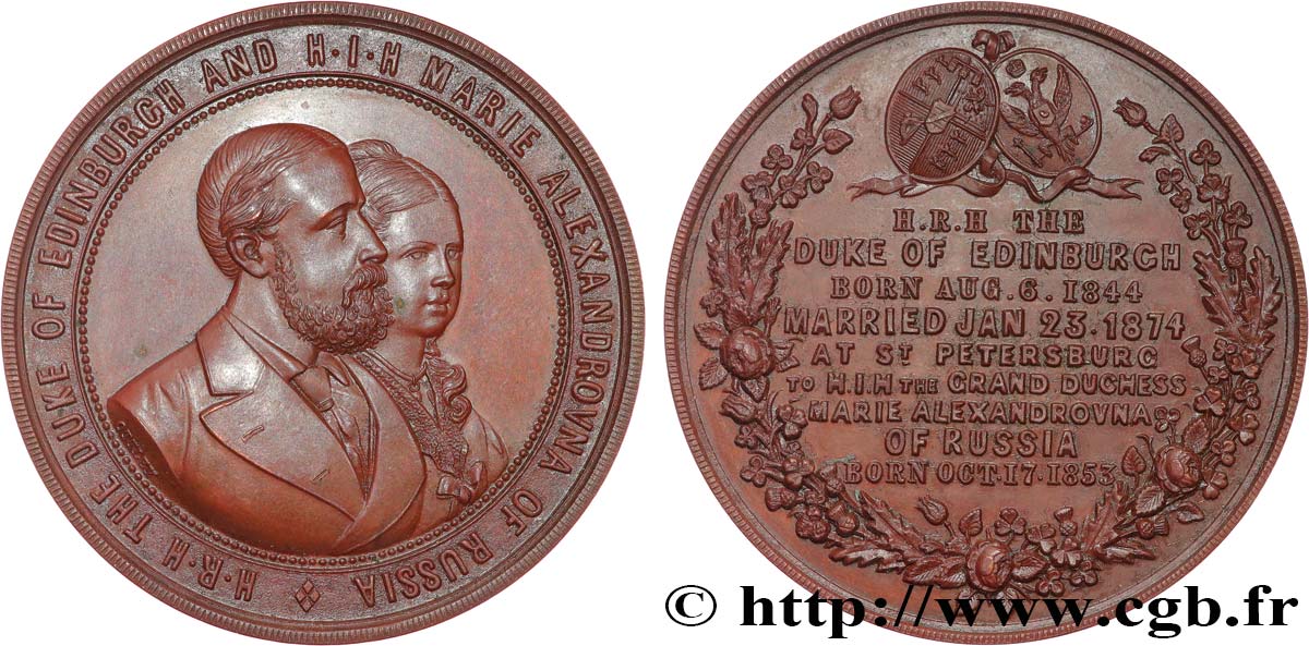 RUSSIA - ALEXANDRE II Médaille, Mariage du Prince Alfred, duc d’Edimbourg et de la Grande Duchesse Maria Alexandrovna de Russie AU