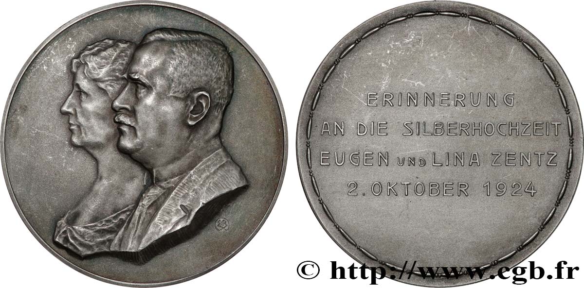 GERMANY Médaille, Noces d’argent d’Eugène et Lina Zentz AU