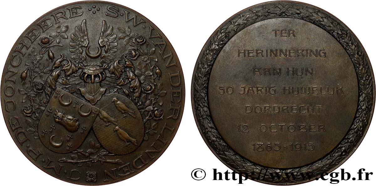 AMOUR ET MARIAGE Médaille, Noces d’or de J. M. P. Jonkheere et S. W. van der Linden TTB+