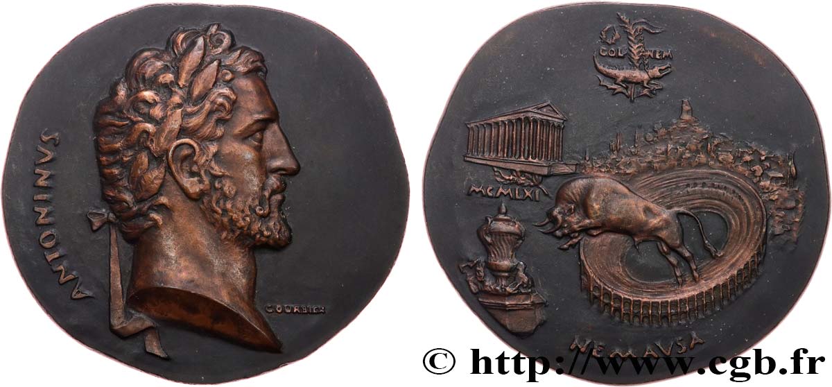 CINQUIÈME RÉPUBLIQUE Médaille, Antonin le Pieux et la ville de Nîmes SUP