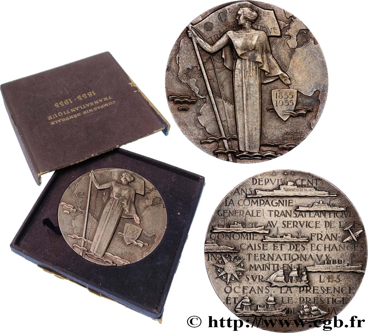 QUARTA REPUBBLICA FRANCESE Médaille, Centenaire de la compagnie Transatlantique q.SPL