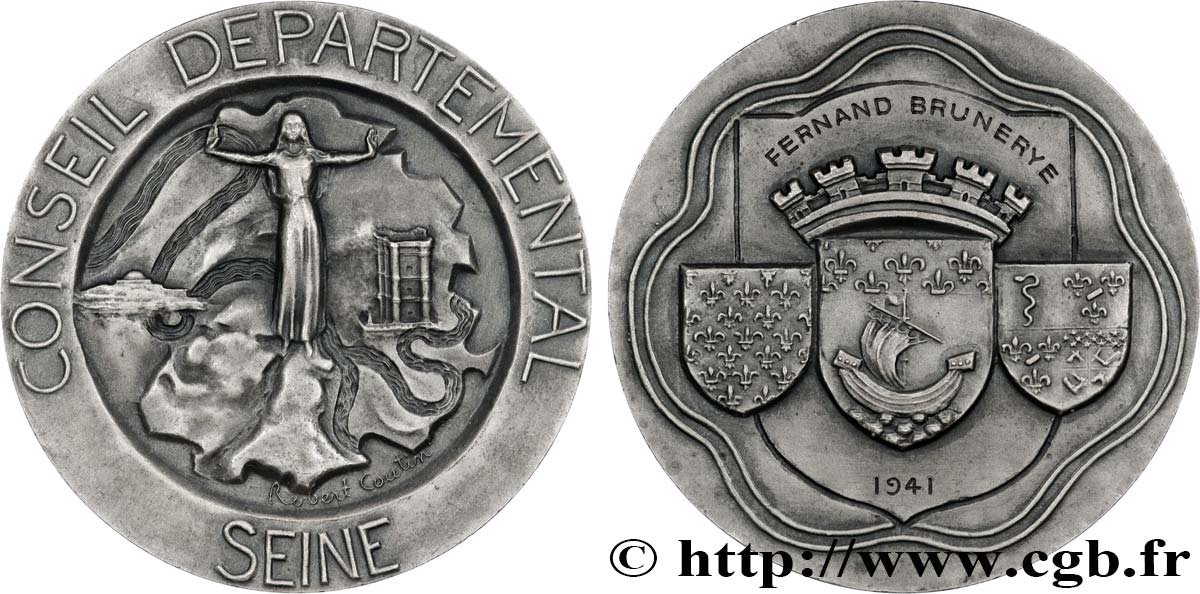 ETAT FRANÇAIS Médaille, Conseil départementale de la Seine AU