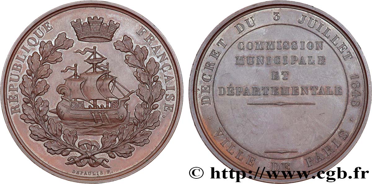 DEUXIÈME RÉPUBLIQUE Médaille, Commission municipale et départementale SUP