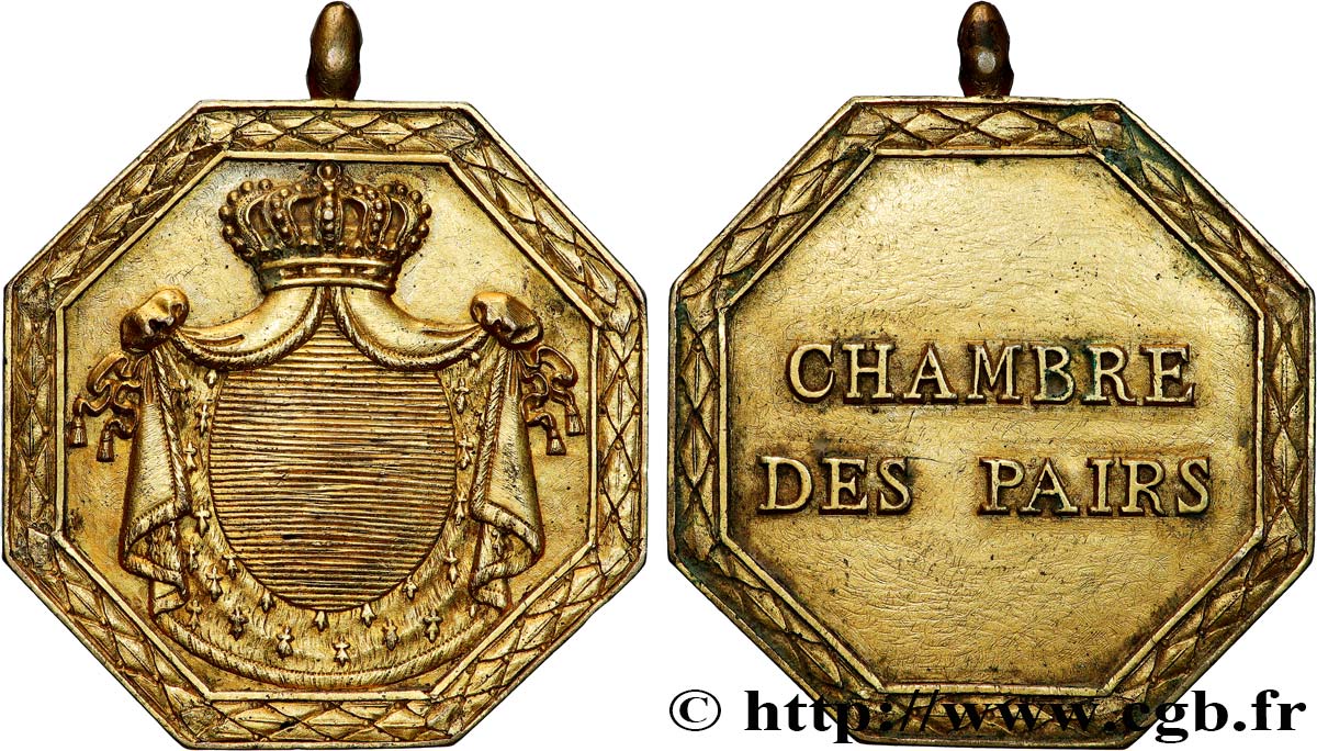 LOUIS XVIII Médaille, Chambre des pairs XF