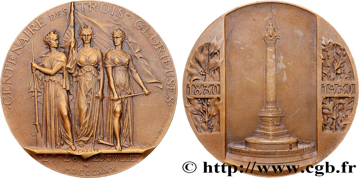 TERCERA REPUBLICA FRANCESA Médaille, Centenaire des trois glorieuses EBC