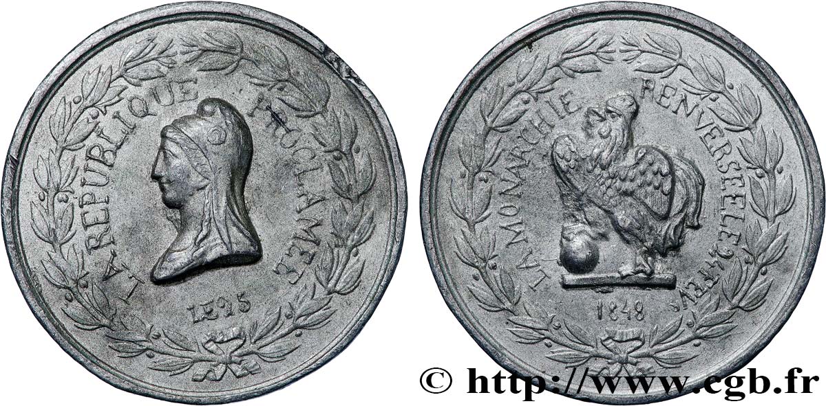 DEUXIÈME RÉPUBLIQUE Médaille, Proclamation de la République BC+