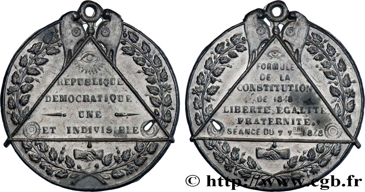 DEUXIÈME RÉPUBLIQUE Médaille, Adoption des formules de la constitution SS